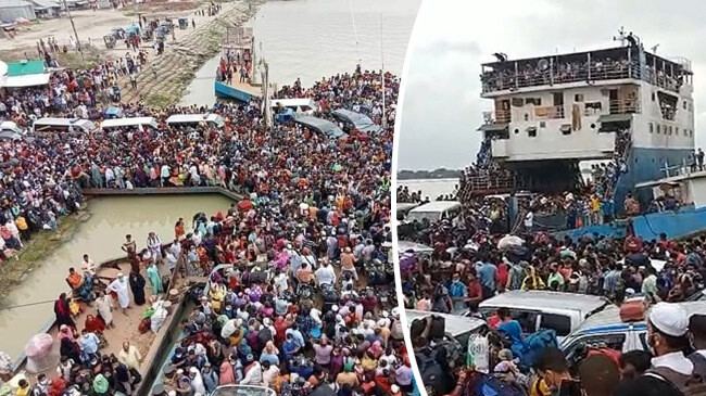 crowds on lockdown ferry