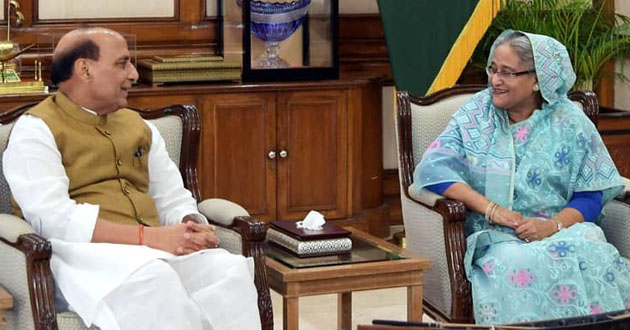 indian home minister rajnat and bd pm sheikh hasina