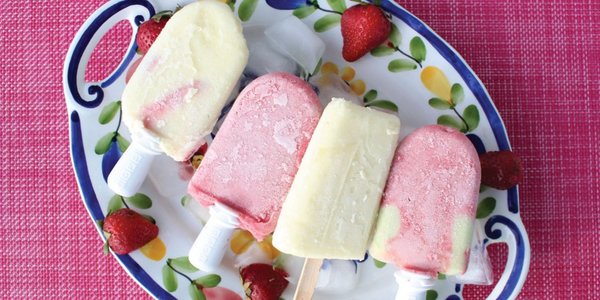 Pineapple and strawberry lollipop
