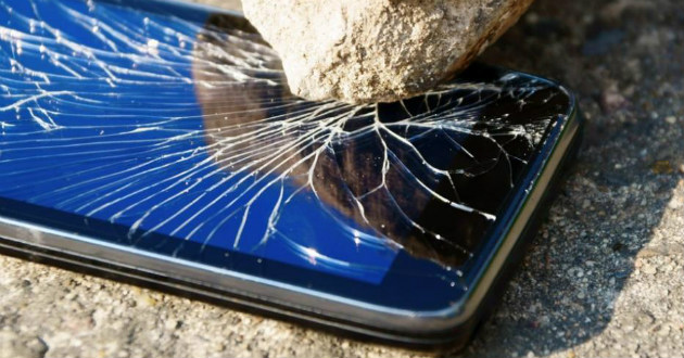 broken gorilla glass of a phone