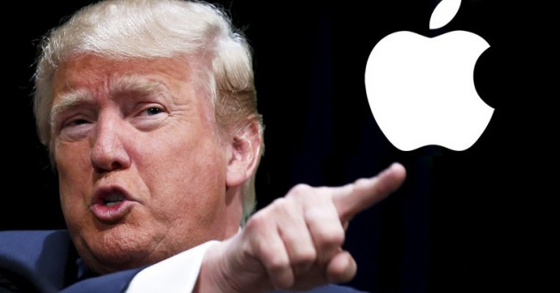 trump with apple logo
