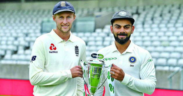 england and india captain with trophy