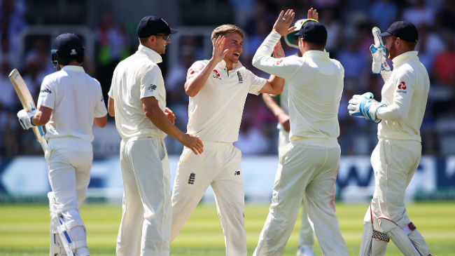 england celebrate a wicket over ireland at lords test