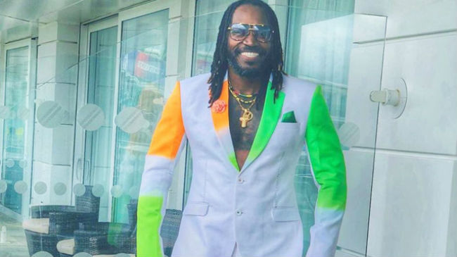 gayle is in special outfit for indo pak clash