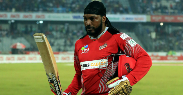 gayle playing for chittagong viking in bpl 2016