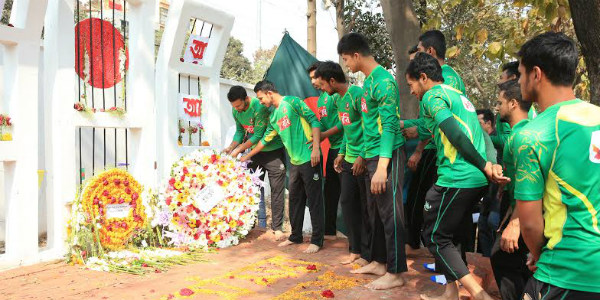 mashrafe and whole bangladesh team remembering language fighters