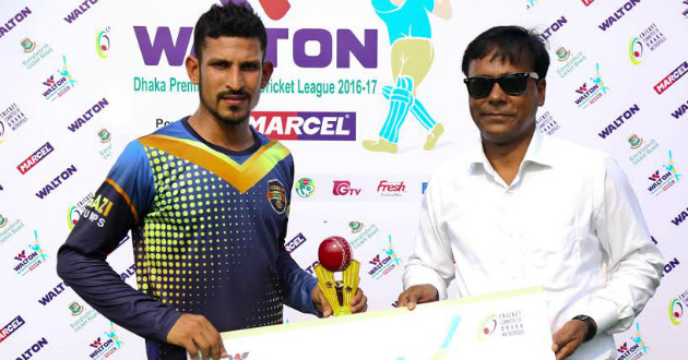 nasir won man of the match price in dhaka league