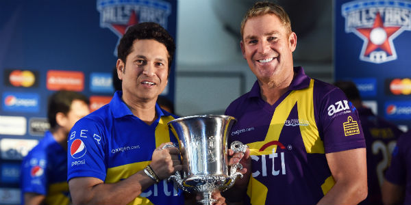 sachin and warne unvealing all stars trophy