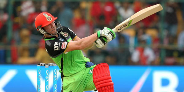 villiars hitting a boundary while hitting his first century of ipl 2016