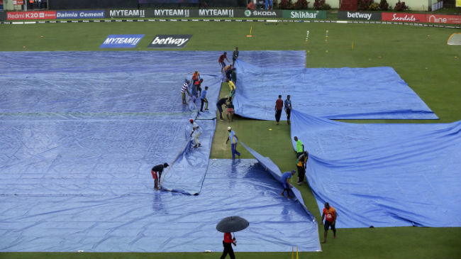 wet conditions delayed the start of the first odi