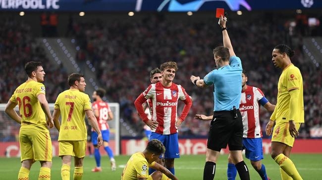 atletico madrid griezmann red card