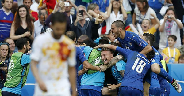 defending champion spain out of euro after losing to italy