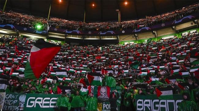 fans displayed palestine flags