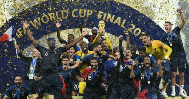 france celebrate fifa world cup trophy