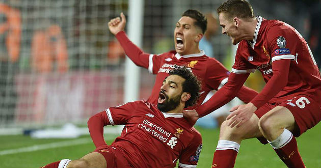 liverpool celebrate their first goal over city
