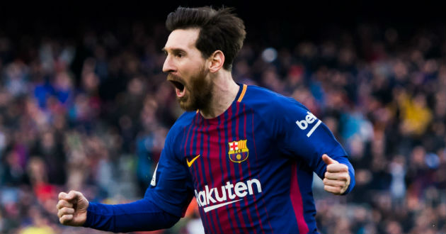 messi celebrates after neted chelsea