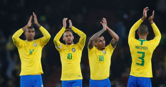 neymar and co celebration after win over uruguay