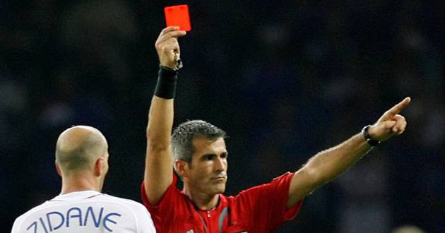red card to zinedine zidane 2006 world cup