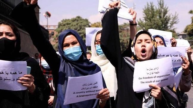 afghan women procession against taliban rule