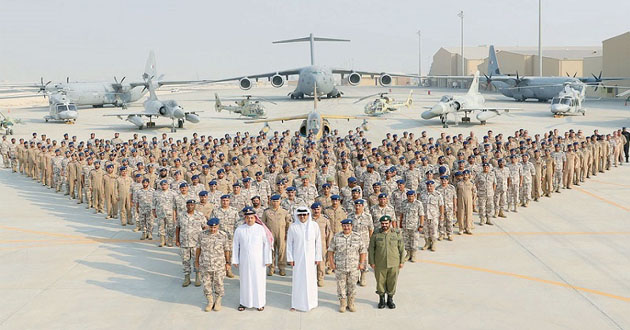 amir of qatar with the army