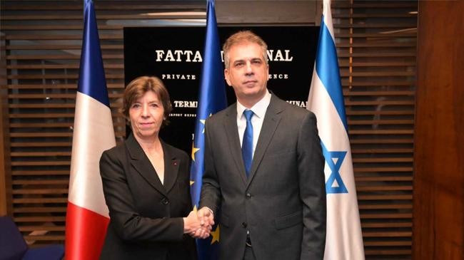 french foreign minister catherine colonna met her israeli counterpart eli cohen in tel aviv on sunday
