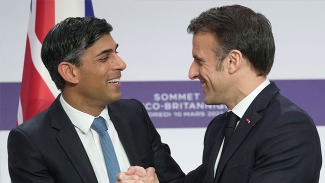 french president emmanuel macron and uk prime minister rishi sunak