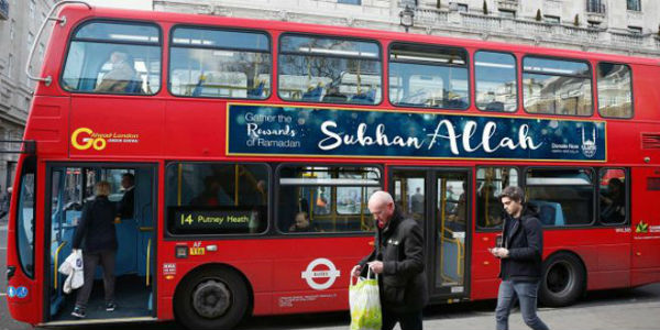 publicity of islam in england by public transport