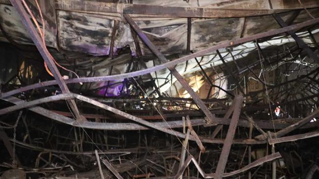 the mangled infrastructure of the venue after the fire