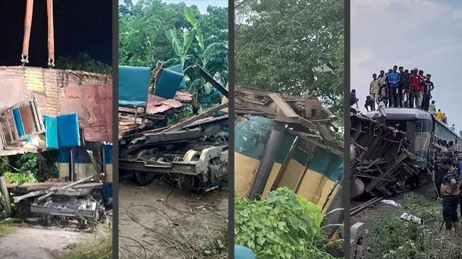 a freight train collided with a passenger train at bhairab in kishoreganj