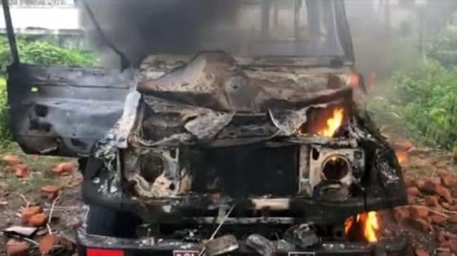 army vehicle torched in gopalganj