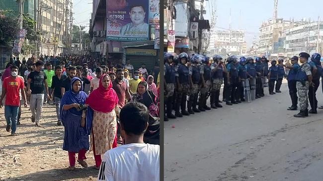 attack on police outpost in gazipur blockade of highways from labor protests