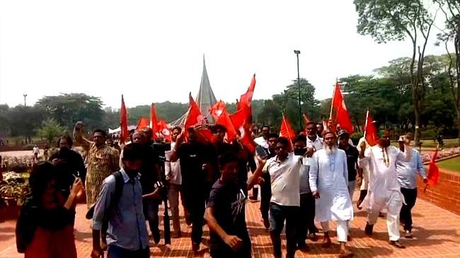 awami leagues surprise procession at the memorial