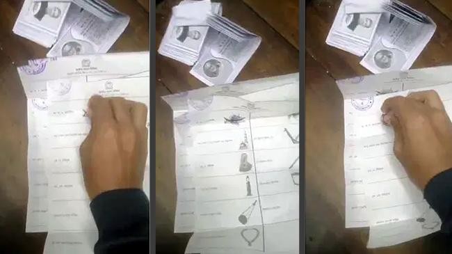 bcl men stamp ballots for boat in curzon hall
