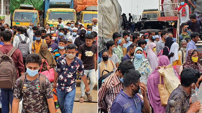 crowds people on ferry