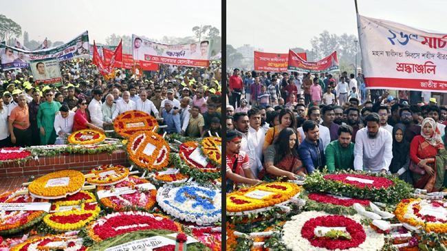 crowds throng the memorial on the 54th anniversary of independence