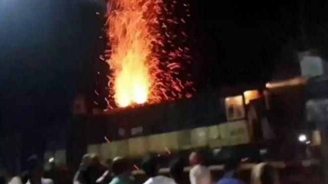 fire in train