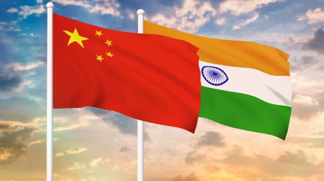 flag china and india