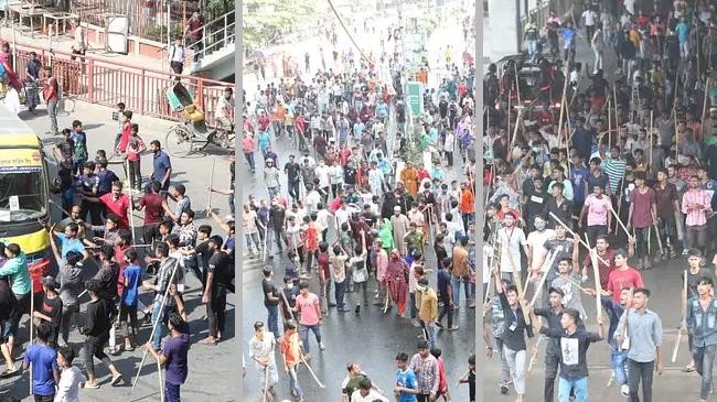 garment workers are protesting on the streets of mirpur in the capital on wednesday as well