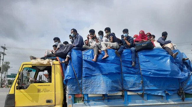 garments worker returning truck