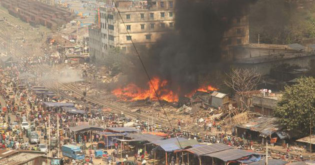 godown fire in the capital