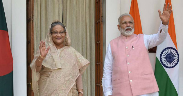 hasina and modi while joint press meet