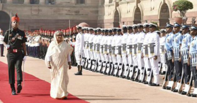 hasina honored in delhi by indian govt