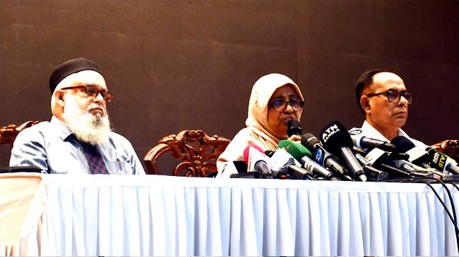 health advisor nurjahan begum speaks at a press conference at the foreign service academy in the capital
