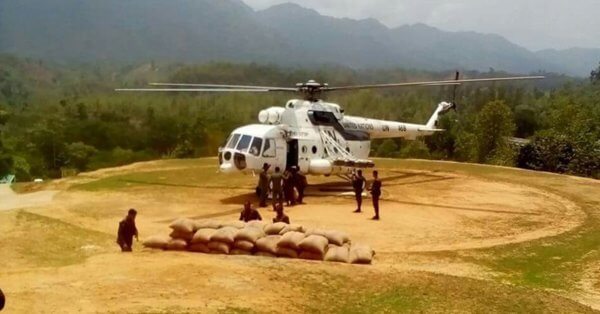 helicopter brought rice to thanchi