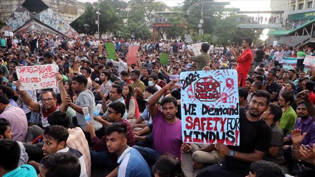 hundreds of people from the hindu community taking to streets in the capitals shabagh area