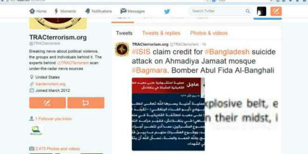 is claims the credit of ahmadia attack