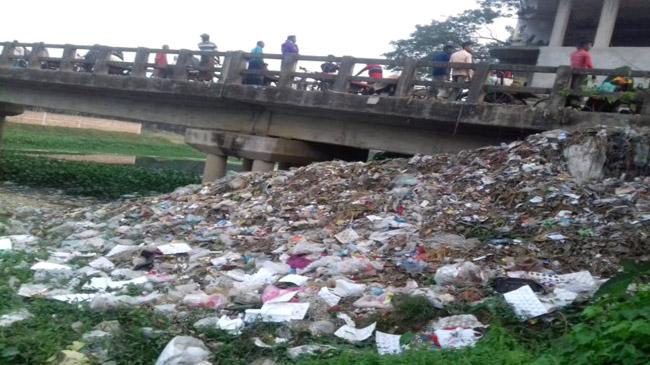 kaptakha river filled with dirt