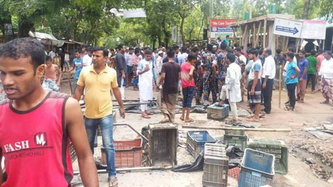 local vandalized rohingya camp