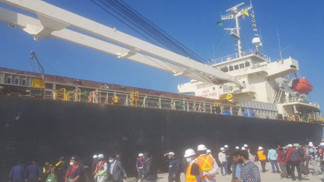 matarbari sea port first ship inner