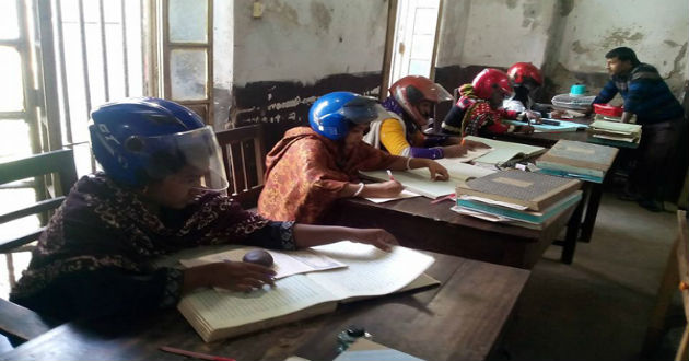 officers working wearing helmet